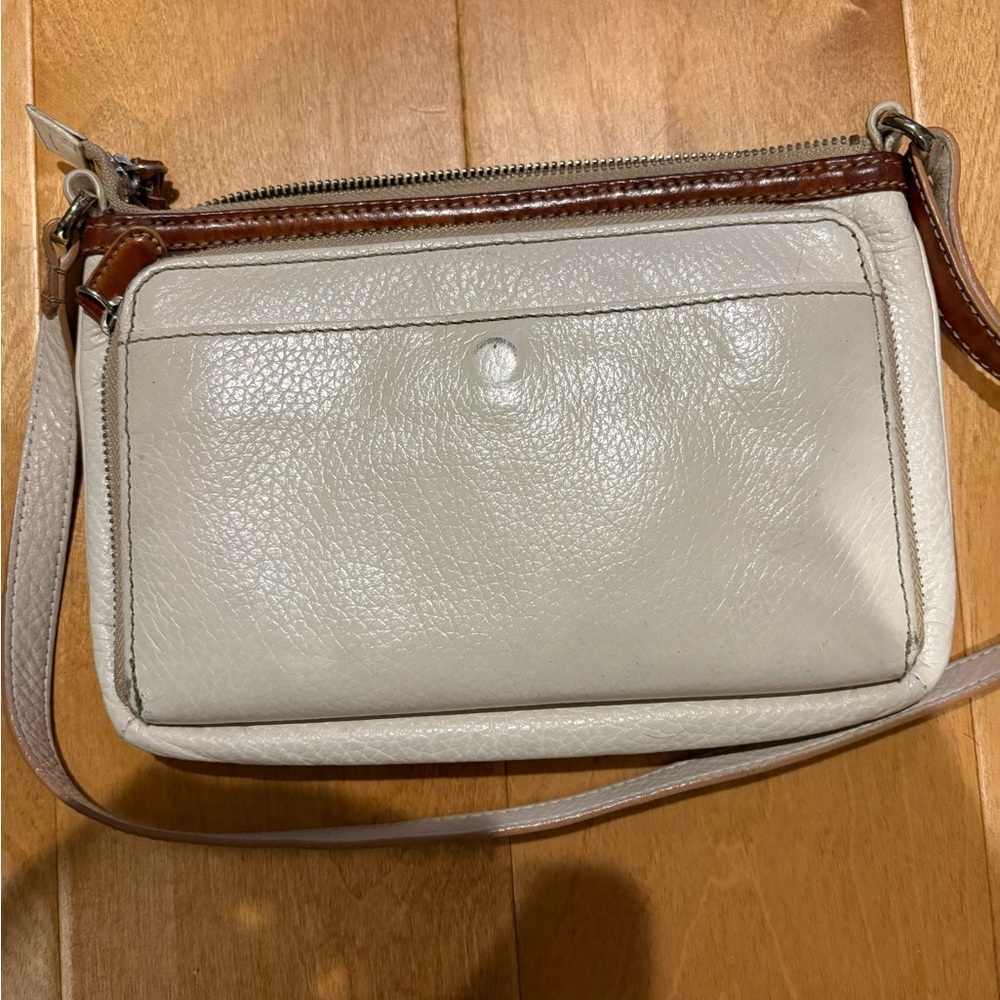 Brighton London Groove crossbody organizer leather  bag purse ivory - Picture 5 of 8